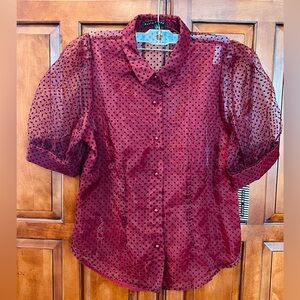 Haute Monde Sheer Polka Dot Blouse